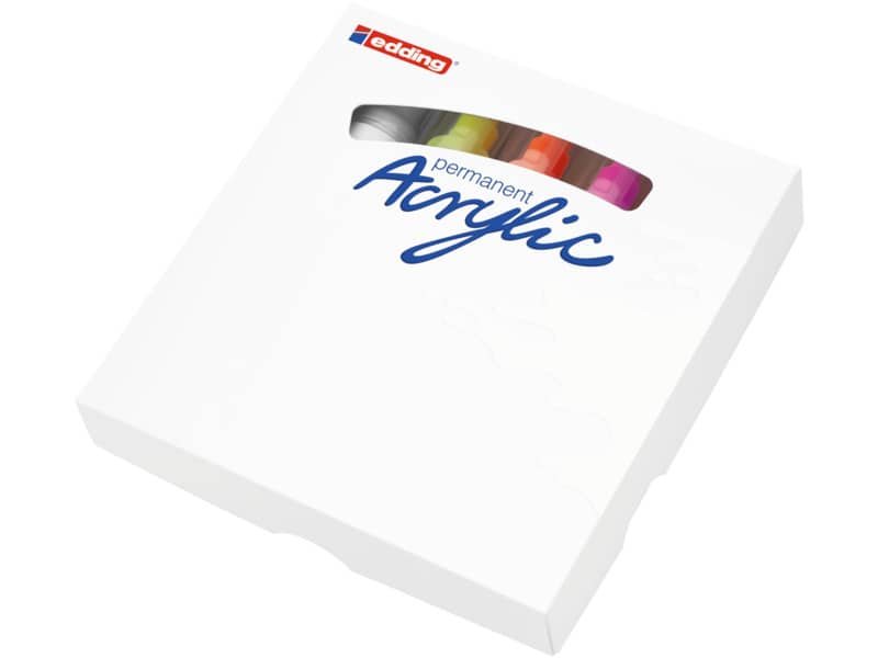 Marcatori acrilici tratto grande 5000 – punta scalpello 5-10 mm – Conf. 5 pezzi Edding assortiti neon – E-5000/5S