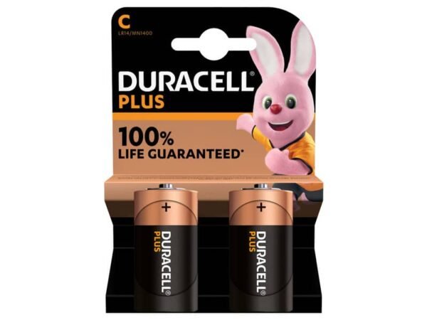 Batterie alcaline Duracell Plus100 Mezzatorcia C - MN1400 - blister da 2 - DU0301