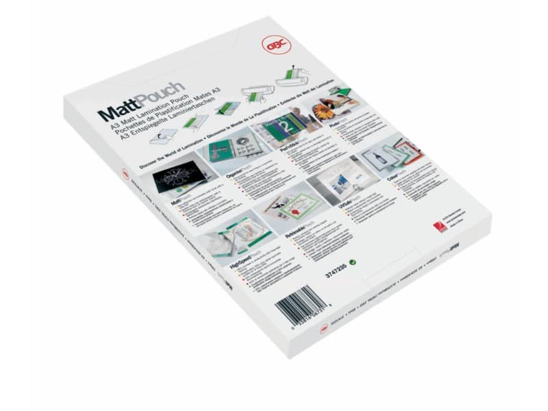 Pouches per plastificatrici GBC matt – 2×75 æm – opache – A4 Conf. 100 pezzi – 3747240