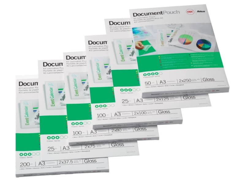 Pouches per plastificatrici GBC 2×125 æm finitura lucida – A2 Conf. 50 pezzi – 3745099