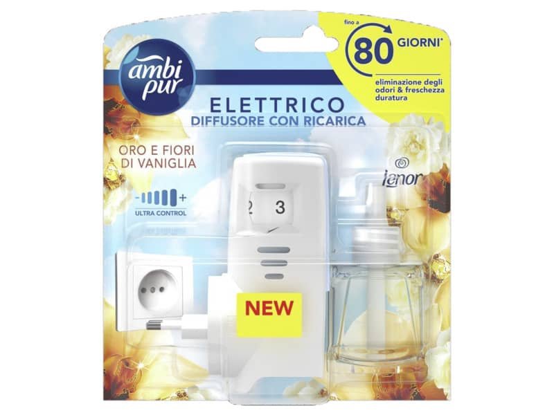 Starter Kit diffusore elettrico pi— ricarica Ambi Pur Lenor 20 ml  Oro e fiori di vaniglia – AH96