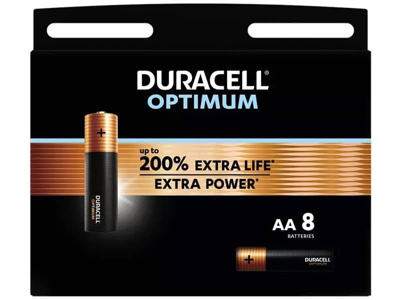 Batterie alcaline Duracell Optimum Stilo AA – MN1500 mAh –  blister da 8 – DU0035-05000394137691