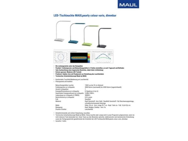 Lampada da scrivania a LED Maul MAULpearly - con dimmer - atlantic blue Z800035