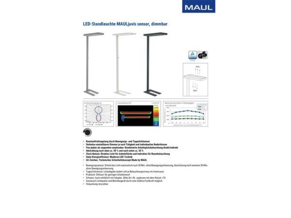 Lampada piantana a LED dimmer con sensore movimento/crepuscolare Juvis Maul bianco - 82586-02