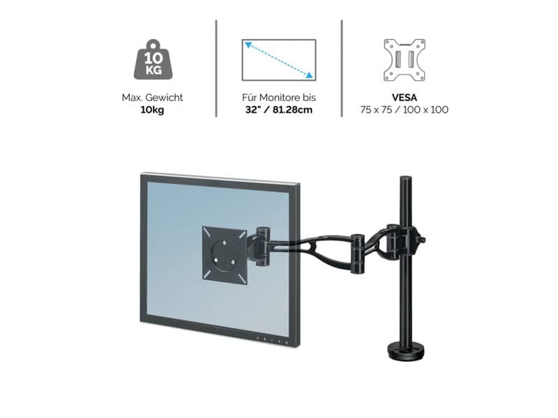 Braccio Monitor Singolo per regolare monitor LCD/TFT Fellowes Professional Series?nero max 32 pollici – 8041601