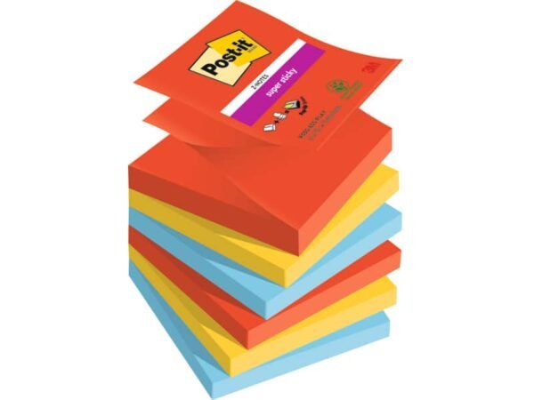 Ricariche di foglietti Post-it© Super Sticky Z-Notes Playful - conf. 6 blocchetti 90 ff 76x76 mm R330-6SS-PLAY