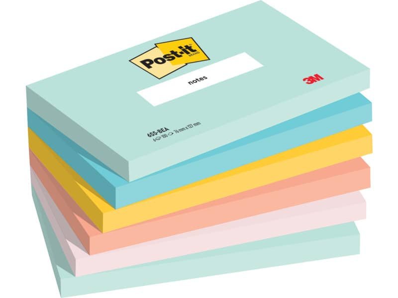 Foglietti riposizionabili Post-it© Beachside – conf. 6 blocchetti da 100 ff 76×127 mm – 655-6-BEA