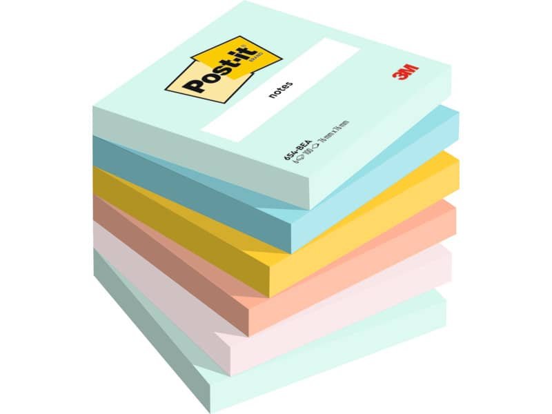 Foglietti riposizionabili Post-it© Beachside – conf. 6 blocchetti da 100 ff 76×76 mm – 654-6-BEA