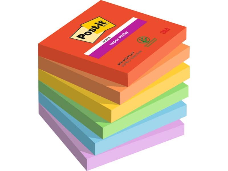Foglietti Post-it© Super Sticky Playful conf. 6 blocchetti da 90 ff – 76×76 mm – 654-6SS-PLAY