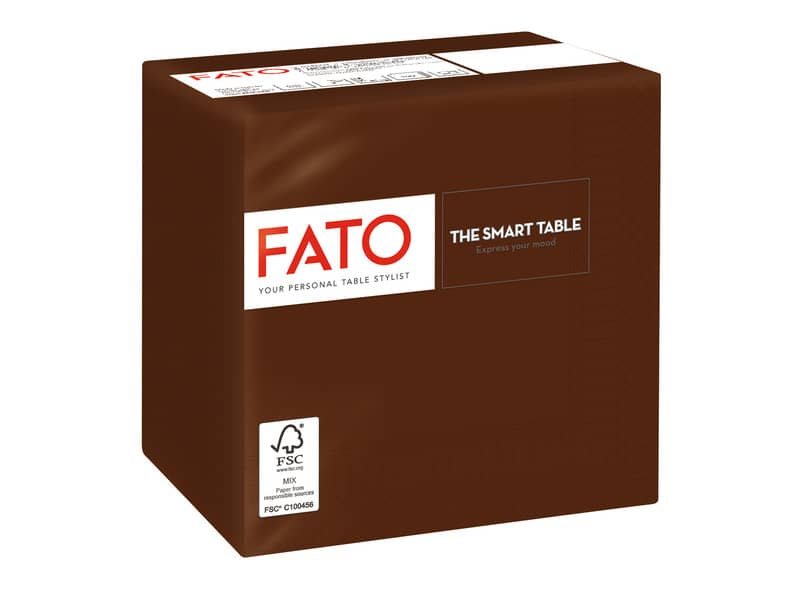 Tovaglioli piegati 2 veli Fato Smart Table pura cellulosa 24×24 cm cioccolato conf. 100 pezzi – 82546003