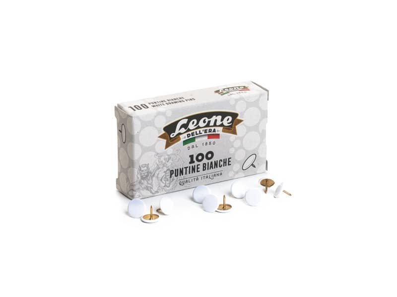 Puntine da disegno Leone Dell’Era diametro testa 9,5 mm – bianche scatola di cartone da 100 pezzi PPC1001