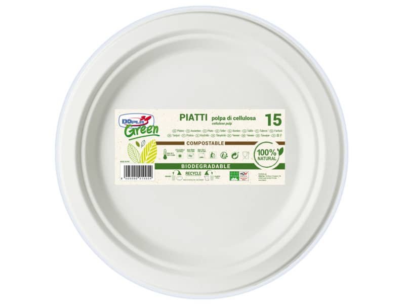 Piatti pizza in polpa di cellulosa Dopla Green D.317 mm – conf. 15 pz – 7752