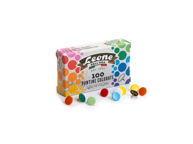 Puntine da disegno Leone Dell’Era diametro testa 9,5 mm colori assortiti – scatola di cartone da 100 pezzi PPC10012