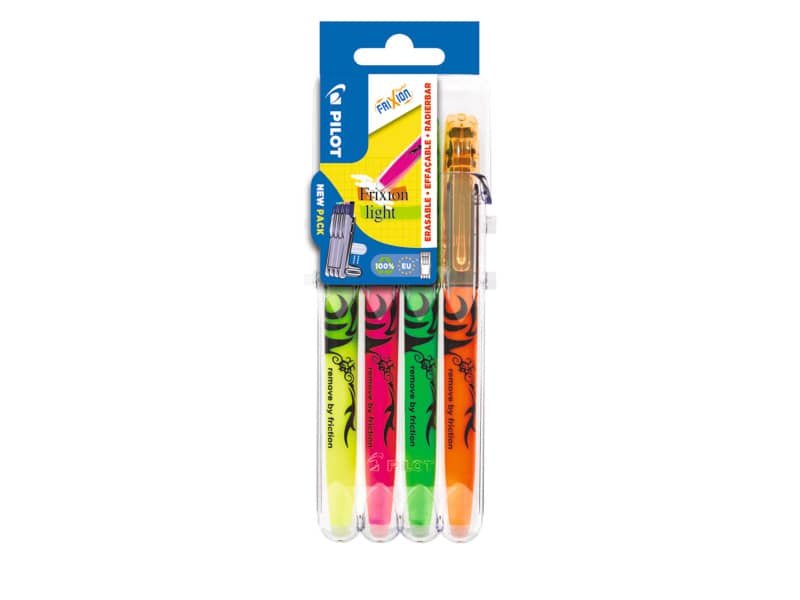 Evidenziatore a penna cancellabile Pilot Frixion Light – punta 3,3 mm – 4 colori – Set2go 4 pezzi – 009134