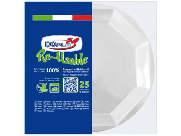 Piatti in polistirene Dopla Re-Usable  170 mm - Frutta - conf. 25 pezzi - 12512