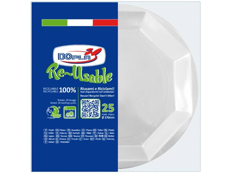 Piatti in polistirene Dopla Re-Usable  170 mm – Frutta – conf. 25 pezzi – 12512
