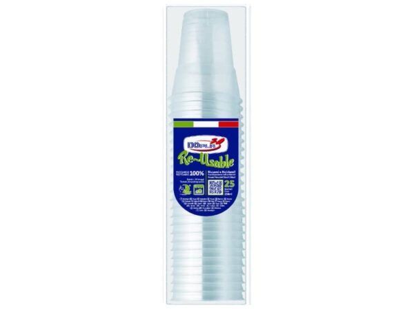 Bicchieri trasparenti in polistirene Dopla 250 ml (200 L) conf. 25 pz - 22633