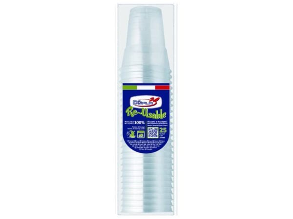 Bicchieri trasparente in polistirene Dopla 350 ml (300 L) conf. 25 pz - 22635
