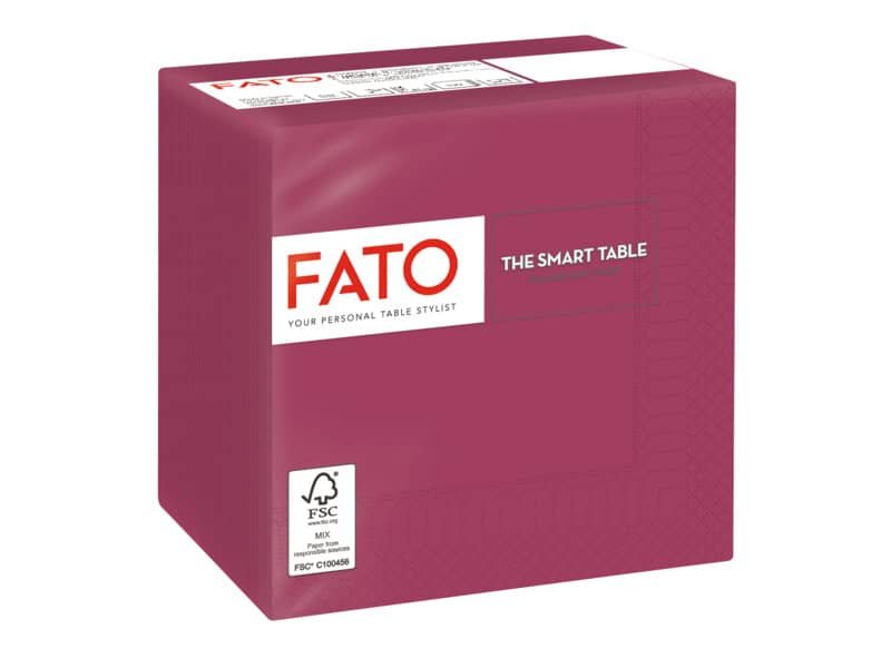 Tovaglioli piegati 2 veli Fato Smart Table pura cellulosa 24×24 cm – bordeaux conf. 100 pezzi – 82543003