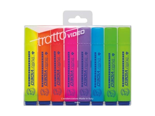 Evidenziatori Tratto Video 1-5 mm - assortiti - busta in Pet riciclato da 8 pezzi assortiti - 832100