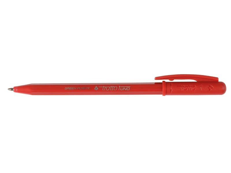 Penne a sfera Tratto 1Uno Green Plastic punta 1 mm – tratto 0,5 mm – rosso Conf. 50 pezzi – F838302