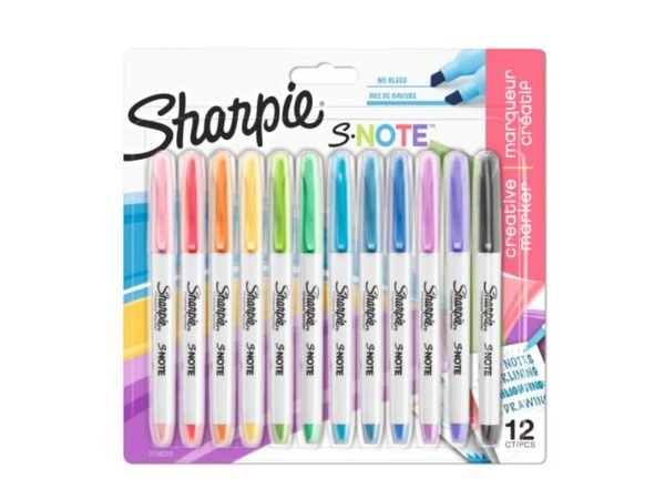 Pennarelli creativi Sharpie S-Note - punta a scalpello flessibile - assortiti confezione da 12 pezzi - 2138233