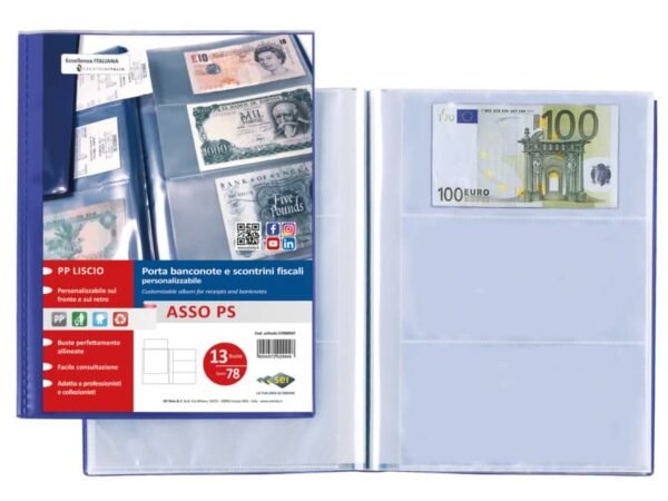 Porta banconote e scontrini fiscali Sei Rota ASSO PS 13 buste - blu 57000007