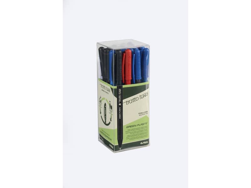 Penne a sfera Tratto 1Uno Green Plastic punta 1 mm – tratto 0,5 mm – assortiti Conf. 24 pezzi – F838400