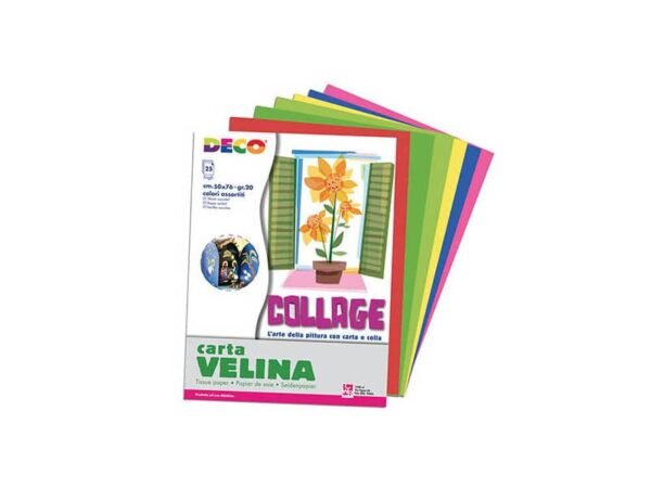 Carta velina 50x76 cm - busta 25 fogli - 20 g/mý Deco assortiti freddi 10733