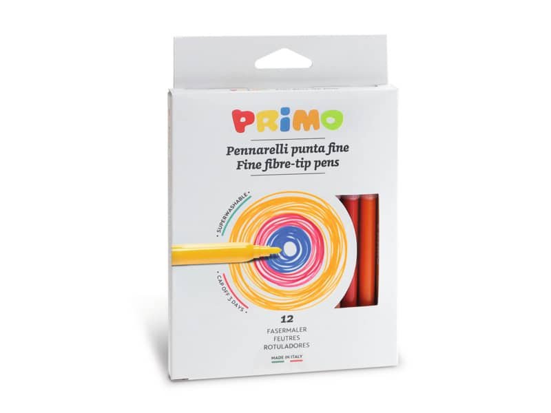 Pennarelli superlavabili punta fine Primo diametro 2,5 mm – colori assortiti scatola di cartone 12 pezzi – 601PEN12