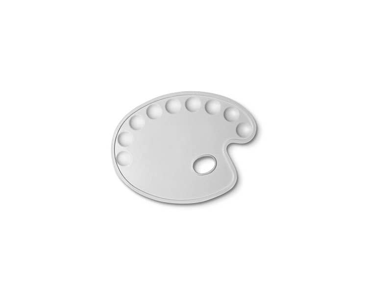 Tavolozza ovale CWR – bianca – plastica 9 scomparti – 30×22 cm 185
