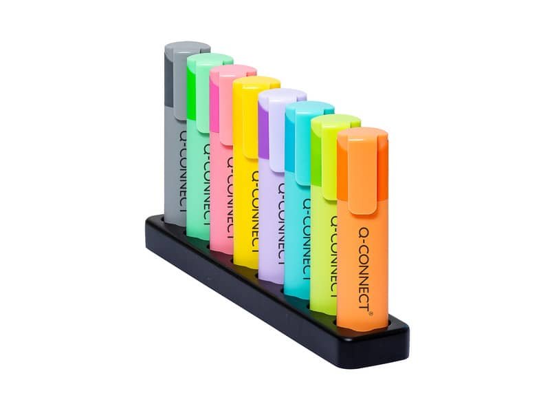 Desk set evidenziatori Q-Connect Pastel 1,5-2 mm colori assortiti conf. 8 pezzi – KF17806