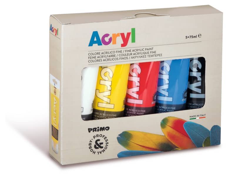 Colore acrilico fine Primo H&P 75 ml – Conf. 5 tubetti colori primari assortiti 421TATM5