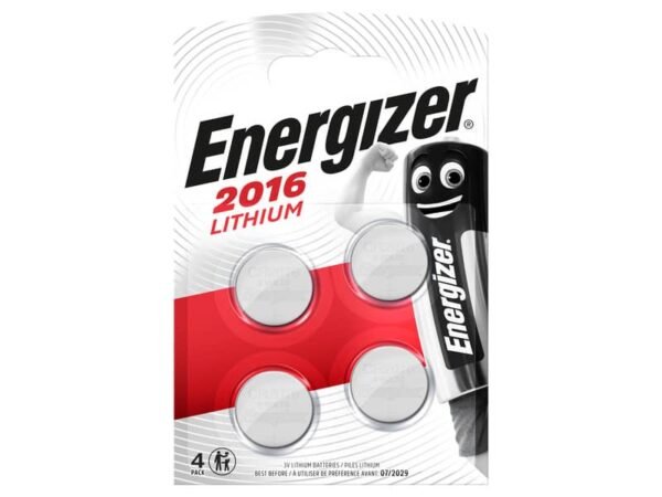Batterie al litio a bottone Lithium BP4 3V Conf. 4 pz rossa Energizer CR2016 E300849000