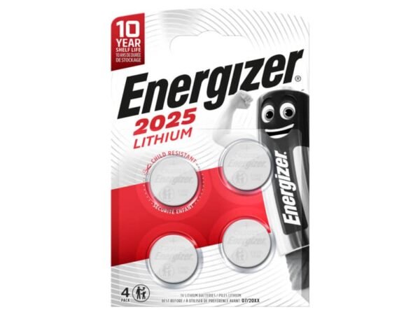 Batterie al litio a bottone Lithium BP4 3V Conf. 4 pz rossa Energizer CR2025 E300849100