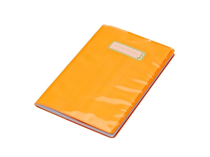 Copriquaderno con etichetta – coprimaxi A4 in Eco-Polietilene – 140 ?m CoLibr arancio – CM090TO
