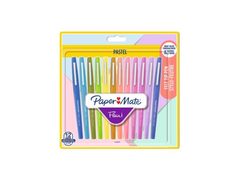 Penne punta fibra Paper Mate Flair/Nylon pastel 1.1 M – tratto 0,7 mm – assortiti blister da 12 pezzi – 2137277