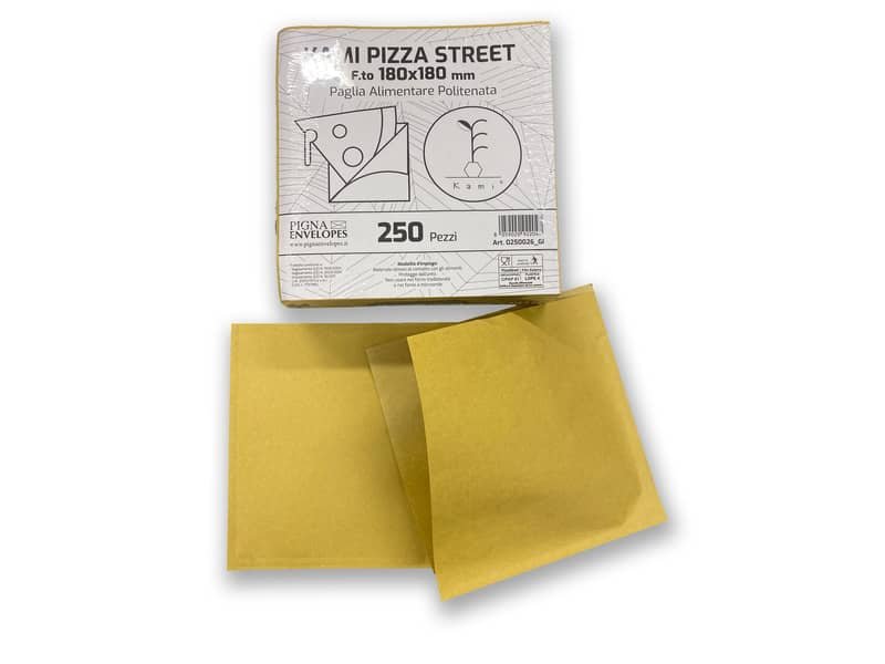 Pizza Street in carta paglia Pigna Envelopes Kami 80gr + 9gr PE – 18×18 cm Conf. 250 pz – 0250026