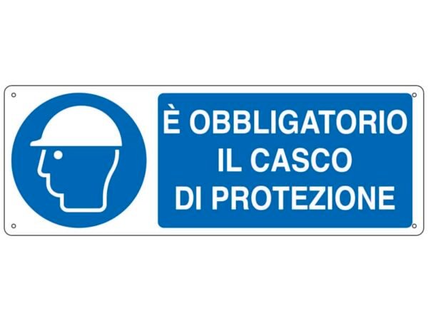 Cartello d'obbligo 35x12,5 cm Cartelli Segnalatori ''E' obbligatorio indossare il casco'' - E1902K