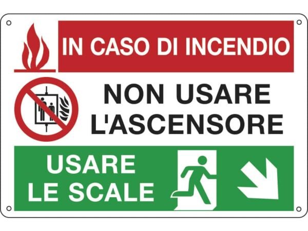 Cartello informativo 30x20 cm Cartelli Segnalatori ''Non usare l'ascensore, discesa a destra'' - E3537