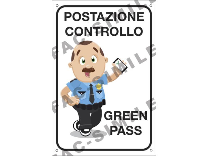 Cartello informativo  30×20 cm Cartelli Segnalatori ”Postazione controllo Green Pass” – 35372
