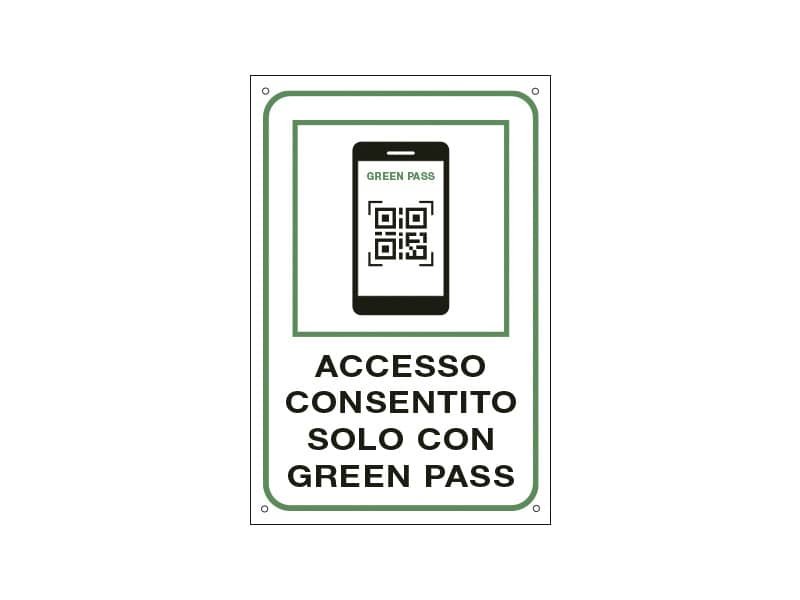 Cartello informativo 30×20 cm Cartelli Segnalatori ”Accesso consentito solo con il Green Pass” – 35375