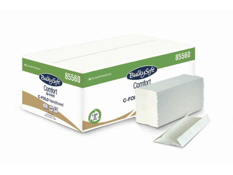 Conf. da 20 fascette composte da 153 fogli di asciugamani ripiegati a C 23×31 cm Bulkysoft Comfort bianco – 85560.E10