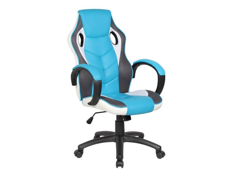 Poltrona gaming per adulti Serena Group Las Vegas L61 x P66 x H106/116 cm – bianco-azzurro – GA9381LA