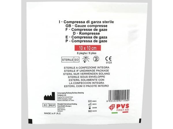Busta di garza compressa sterile - 10x10 cm a 8 pieghe PVS bianco GAZ111