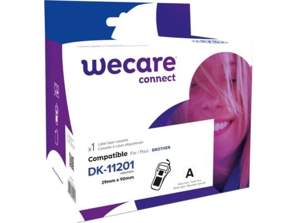 Rotolo 400 etichette compatibili Brother 29 mm x 90 mm Wecare nero/bianco K80049W4