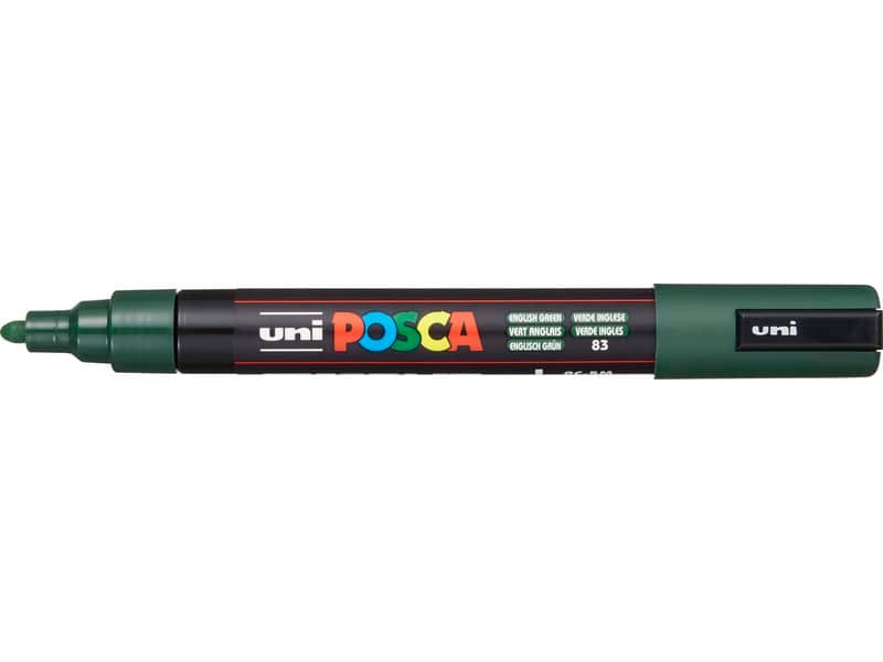 Marcatore a tempera Posca Uni-Ball punta tonda 1,8-2,5 mm verde inglese PC5M VERDE INGLESE