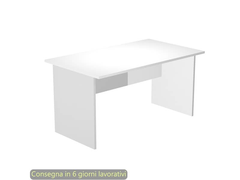 Scrivania piano bianco 120x80xH.72 cm gamba a pannello in melaminico in linea Presto Artexport – 004PAN/3