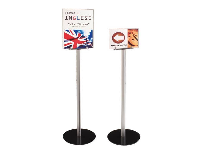 Porta segnaletica da pavimento su piantana A3 verticale – Silver Tecnostyl 138×30 cm – MB09V