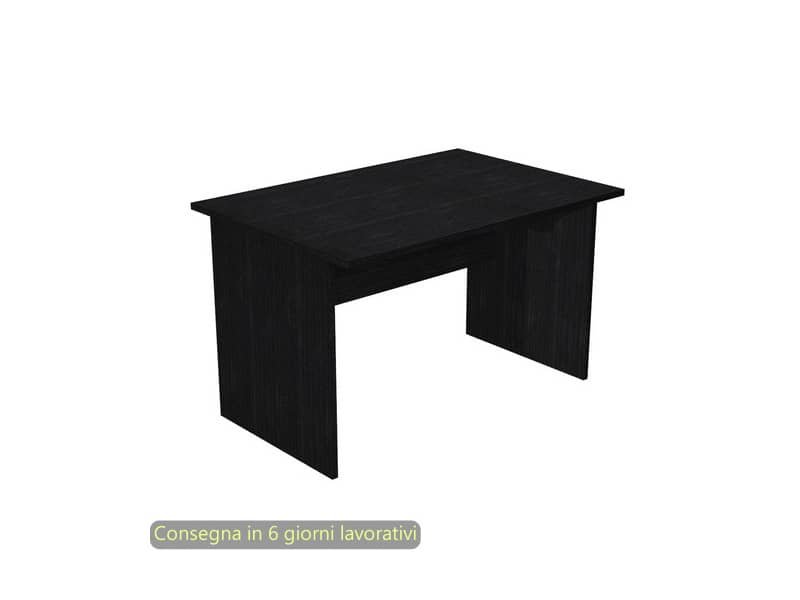 Scrivania piano nero venato frassino 120x80xH.72 cm gamba a pannello in melaminico in tinta Presto 004PAN/8